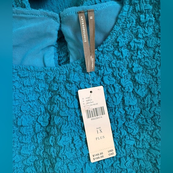 NWT By Anthropologie 1X Plus Textured Mini Shift Dress Blue - Picture 13 of 13